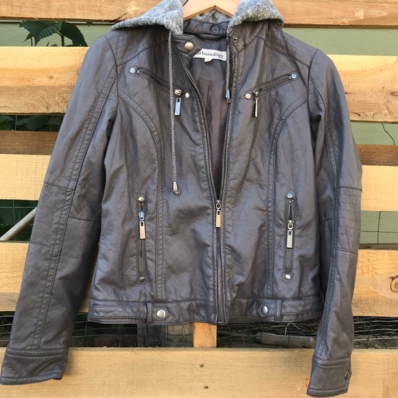 Urban Outfitters Jackets & Blazers - faux leather bomber jacket with hood